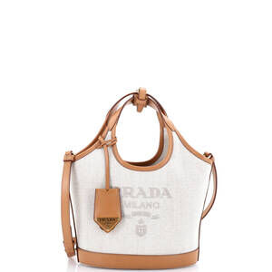 Prada Logo Bucket Tote Linen Blend #253253P20B